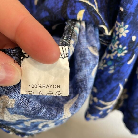 Jaase Lotus Moonlight Blue Jessie Floral Long Sleeve Mini Dress Size Medium - Picture 6 of 9